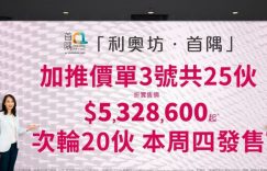 香港房产旺角新楼盘利奥坊首隅房价532万至707万元